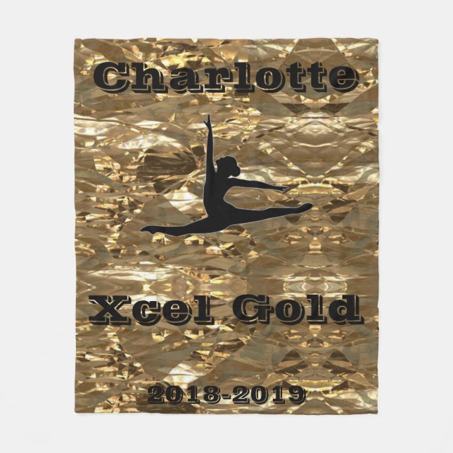 Xcel Gold Gymnastics Personalized Fleece Blanket (Front)