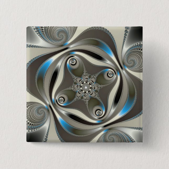 xChrome - Fractal 2 Inch Square Button (Front)