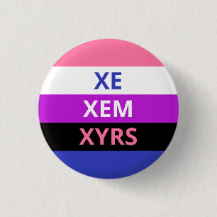 Xe/Xem Pronouns Genderfluid Flag Badge 1 Inch Round Button