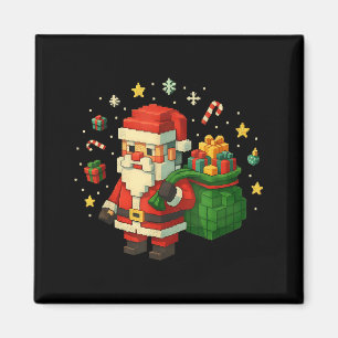 Xel Santa Claus With Retro Gamer Christmas Magnet