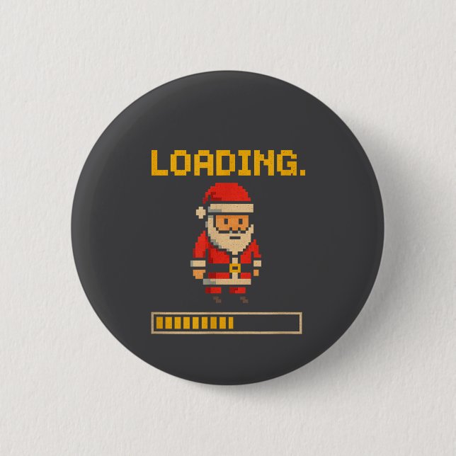 Xel Santa Loading Retro Christmas Gamer Shirt  2 Inch Round Button (Front)