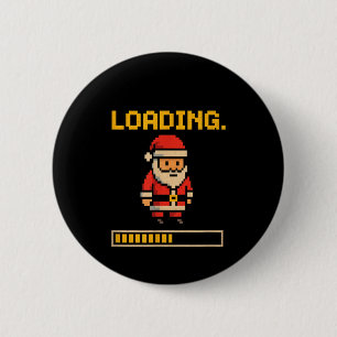Xel Santa Loading Retro Christmas Gamer Shirt  2 Inch Round Button