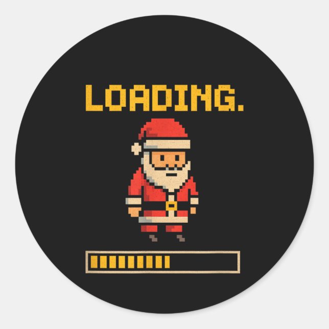 Xel Santa Loading Retro Christmas Gamer Shirt  Classic Round Sticker (Front)