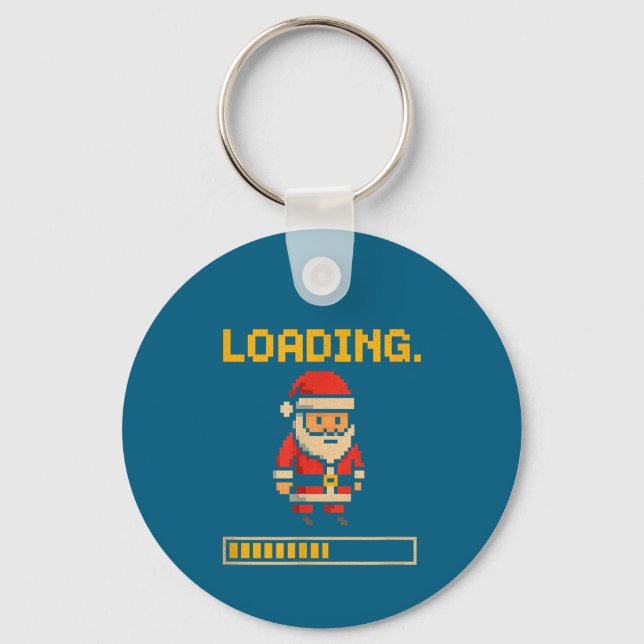 Xel Santa Loading Retro Christmas Gamer Shirt  Keychain (Front)