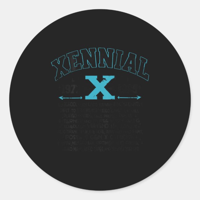 Xennial Generation X 1970s 1980s Millennial Gen X  Classic Round Sticker (Front)