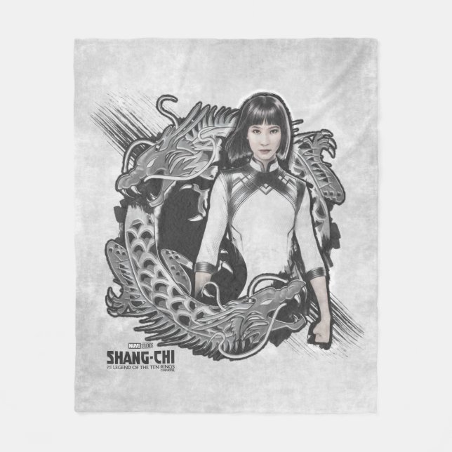 Xialing Dragon Watercolor Fleece Blanket (Front)