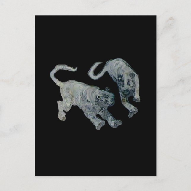 Xian China 2002 Ghost Tigers Black Square Tran Postcard (Front)