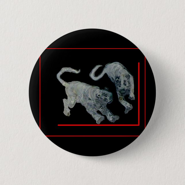 Xian China 2002 Ghost Tigers Red Boarder The MUSEU 2 Inch Round Button (Front)