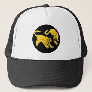 Xian China 2002 Gold Ghost Tigers Black Circle Tra Trucker Hat