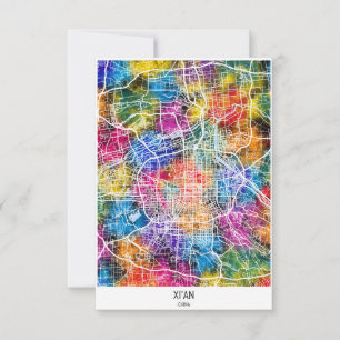 Xi'An China City Map Thank You Card