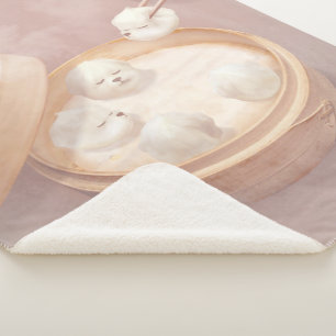 Xiao Long Bao Cute Illustration Sherpa Blanket