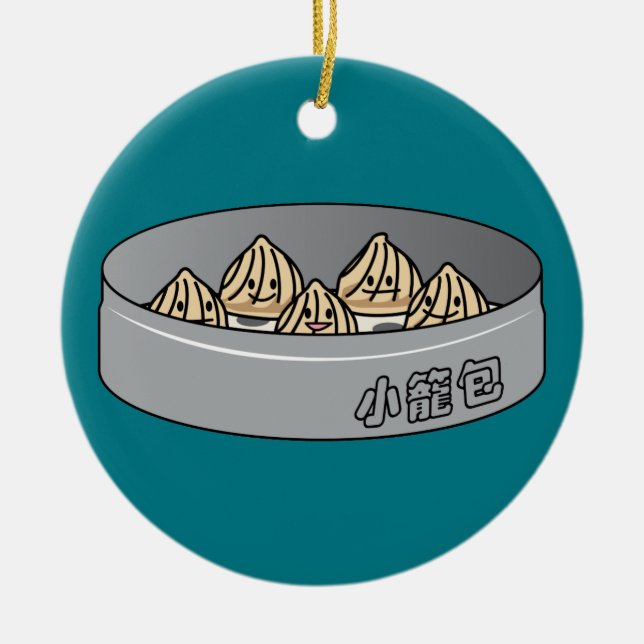 Xiaolongbao Chinese Soup Dumpling Dim Sum Bun Ceramic Ornament (Front)