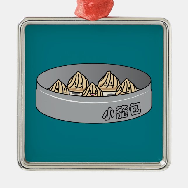 Xiaolongbao Chinese Soup Dumpling Dim Sum Bun Metal Ornament (Front)