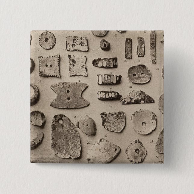 XII Shell ornaments, So California 2 Inch Square Button (Front)