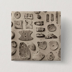 XII Shell ornaments, So California 2 Inch Square Button