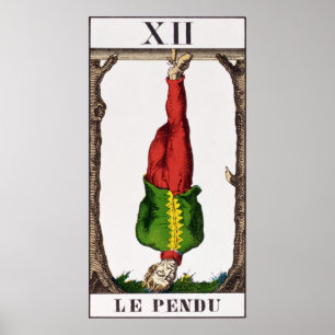 XII The Hanged Man, tarot card Poster