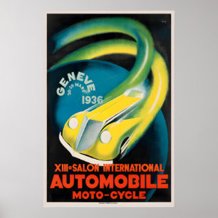 XIII International Motor Show Geneva936 Vintage Poster