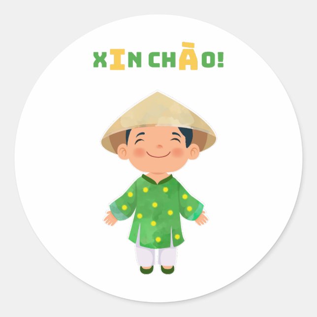 XIN CHÀO ! autocollant au Vietnam (Devant)