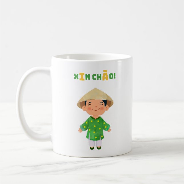 "Xin Chào!" Vietnamese Mug – Vietnam Culture Gift (Left)