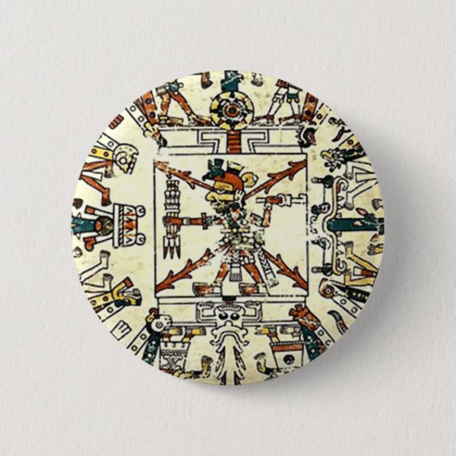 Xiuhtecuhtli Aztec Death God 2 Inch Round Button (Front)