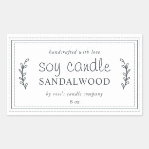 XL Homemade Soy Candle Foliage Black White Custom Sticker