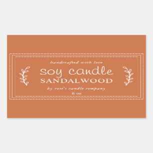 XL Homemade Soy Candle Foliage Burnt Orange Custom Sticker