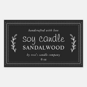 XL Homemade Soy Candle Foliage Charcoal Black Sticker