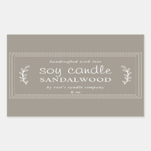 XL Homemade Soy Candle Foliage Grey Custom Sticker