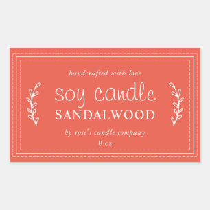 XL Homemade Soy Candle Foliage Mandarin Red Sticker