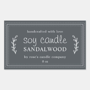 XL Homemade Soy Candle Foliage Off-Black Custom Sticker