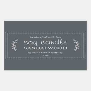 XL Homemade Soy Candle Foliage Off-Black Custom Sticker