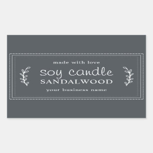 XL Homemade Soy Candle Foliage Off-Black Custom Sticker