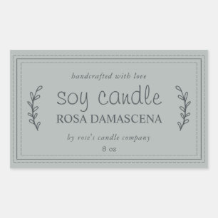 XL Homemade Soy Candle Foliage Storm Grey Custom Sticker