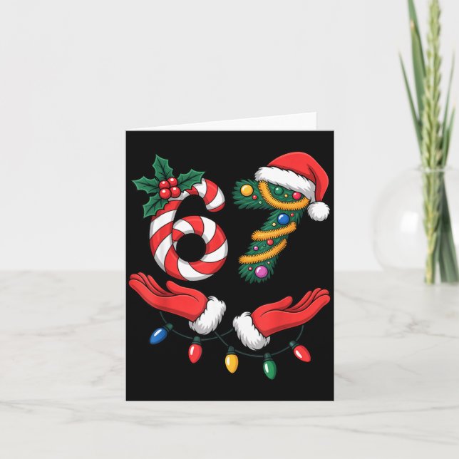 Xmas 67 Hands Gesture Candy Canes Santa Holiday Ki Card (Front)