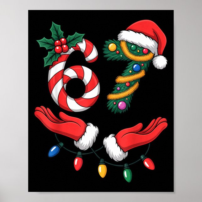 Xmas 67 Hands Gesture Candy Canes Santa Holiday Ki Poster (Front)