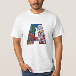 XMAS A LETTER /SANTA  CLAUS WITH VIOLIN MONOGRAM T-Shirt