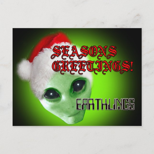xmas_alien_card holiday postcard (Front)