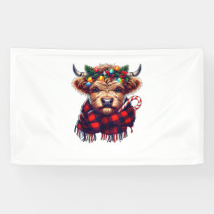 xmas amazing highland cow christmas light  banner