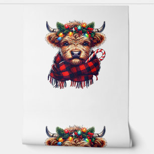 xmas amazing highland cow christmas light wallpaper