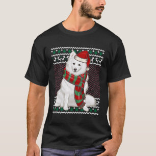 Xmas American Eskimo Dog Santa Hat Ugly Christmas T-Shirt