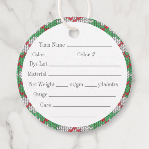 XMAS ARGYLE KNIT 2" Round Yarn Tags