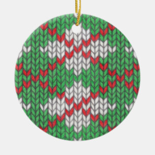 XMAS ARGYLE KNIT Ceramic Circle Ornament
