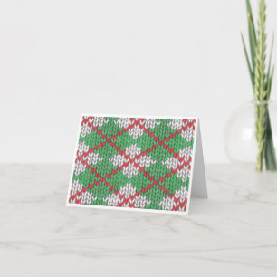 XMAS ARGYLE KNIT Christmas Note Card / Horizontal