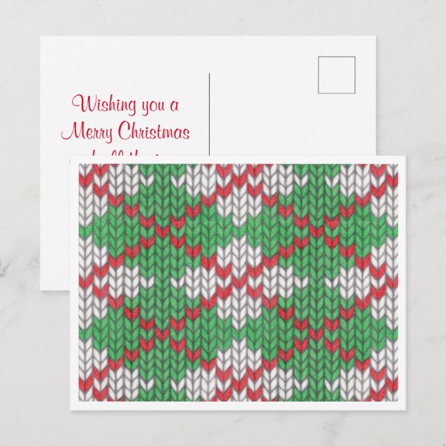 XMAS ARGYLE KNIT Christmas Postcard / Horizontal (Front/Back)
