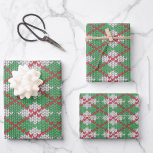XMAS ARGYLE KNIT Flat Sheet Wrapping Paper
