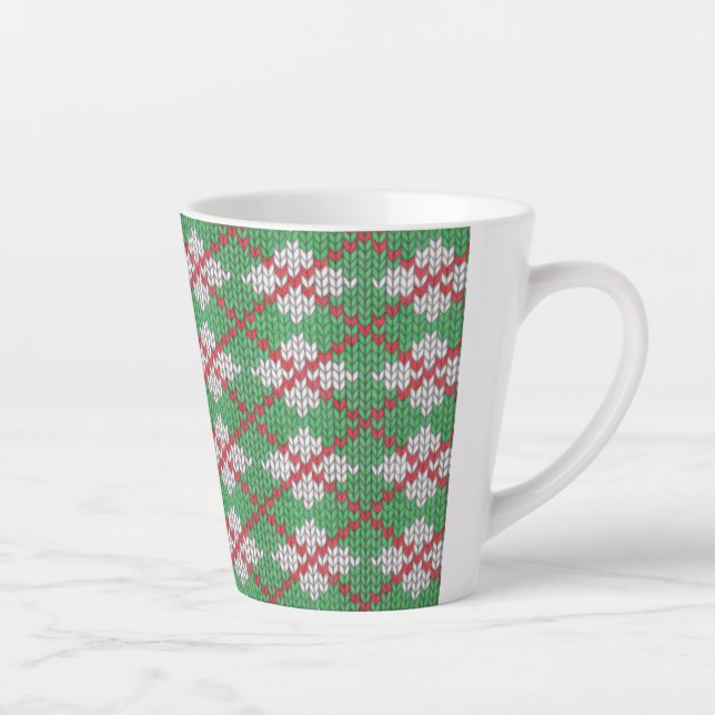 XMAS ARGYLE KNIT Latte Mug (Right)
