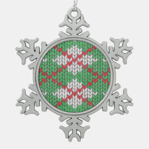 XMAS ARGYLE KNIT Pewter Snowflake Ornament