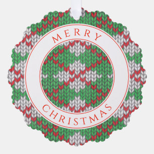 XMAS ARGYLE KNIT Scalloped Paper Ornament Card