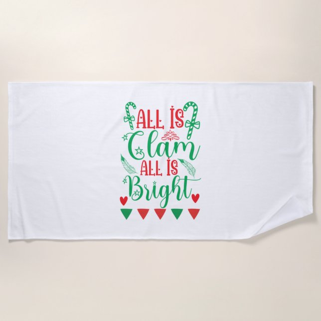 Xmas Art All Is Bright Beach Towel (Front)