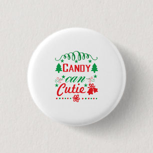 Xmas Art Candy Can Cutie 1 Inch Round Button
